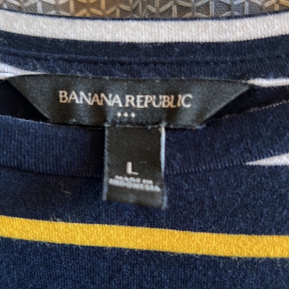 Navy with yellow & white striped knit dress - Picture 4 of 4